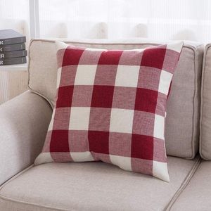 18x18 2pk Red Plaid Pillow Covers